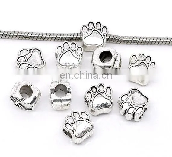 European style antique silver 11mm x 11mm paw wholesale beads