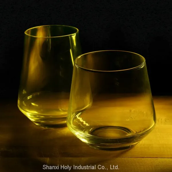 China Wholesale Hot Sale Handmade Clear Water Glass Lead Free Cheap Juice Glass Stemless Wine Glass photo-2
