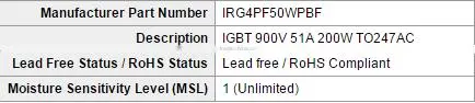Shenzhen Electronic Product Price IRG4PF50WPBF IGBT 900V 51A 200W TO247AC photo-2