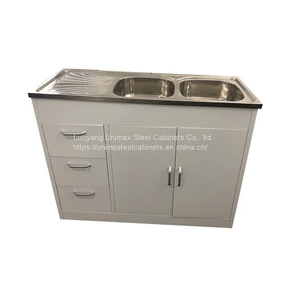 Base Steel Kitchen Cabinet 2 Doors 3 Drawer 1200L X 500W X H900mm (white, With Sink) photo-3