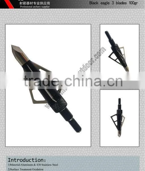 Linkboy Black Eagle 100gr 3 Fixed Blades Hunting Broadhead Archery
