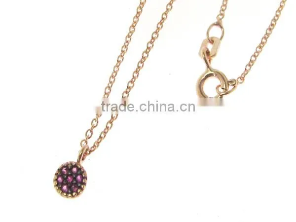 Gold Pendant Pink Stone