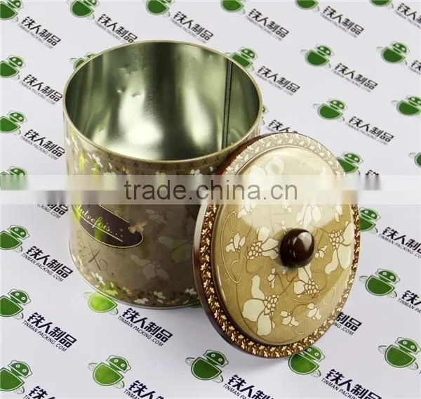Empty Small Metal Case Round Tea Tin Plate Box photo-2