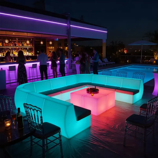 LED PE Plastic Portable Outdoor Commercial Bar Sofa Set With Illuminated Design for Night Club Lounge Modern Furniture photo-3