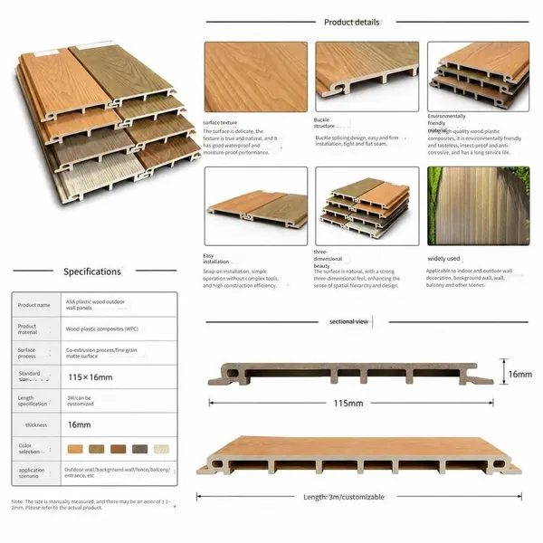 Factory Wholesale Outdoor Wood-plastic Wall Panels, Embossed Wood-plastic Wall Panels, Waterproof and Anti-corrosion Wall Panels for Courtyards and Terraces photo-3
