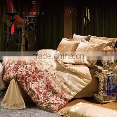 Luxurious Satin Jacquard Wedding/hotel Pieces Set Western Style Bedding Set photo-2