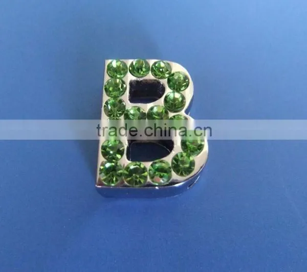18mm Slide Letters With Green Rhinestone photo-3