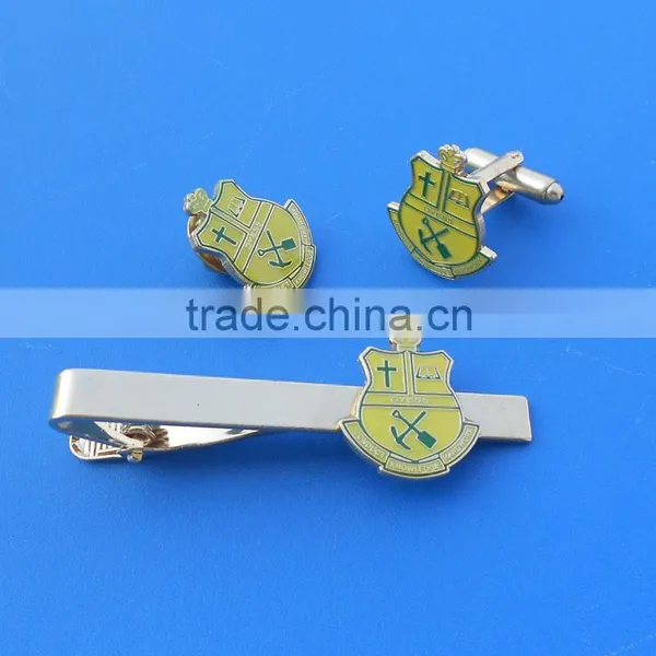Gift Set Your Own Customized Logo Gold Silver Finished Necktie Clip Tie Pin Cufflinks photo-2