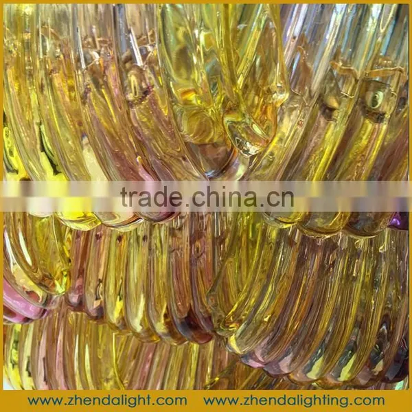 Fancy Art Hand Blown Colored Glass Shell Chromed Metal Chandelier Pendant Light photo-6