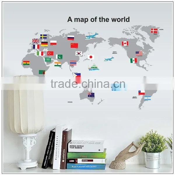 ALFOREVER Hot Sale Wallmap Wall Sticker for Home Decoration,pvc Wallmap Sticker photo-5