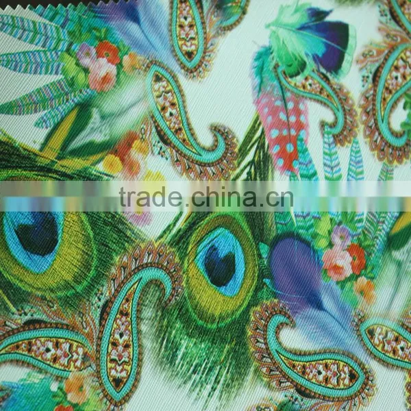 Peacock Printed Pattern Cross Embossing Pvc Artificial Leather for Bags Notebook Covers Guangzhou Leather Manufacturer photo-2