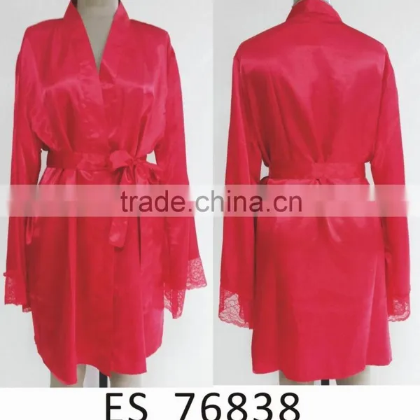Comfortable Women Pajams for Red Satin Lace Nightdress