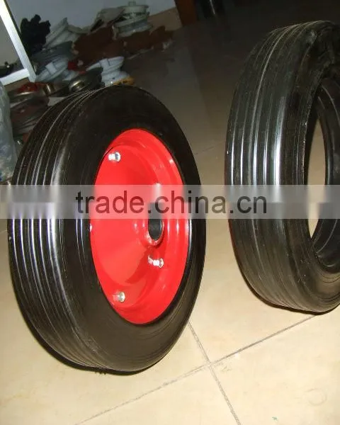 High Quality Manufacturer Wheelbarrow Solid Rubber Wheels for Carts 350-4 400-8-8 3.50-6 3.50-8 photo-3