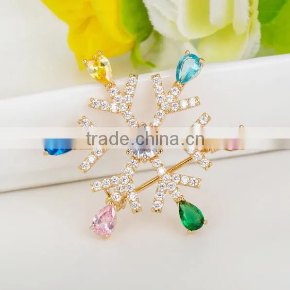 Platinum Plated Designer SnowFlake Brooch With AAA+ Cubic Zircon Micro Pave Setting for Women and Men photo-6