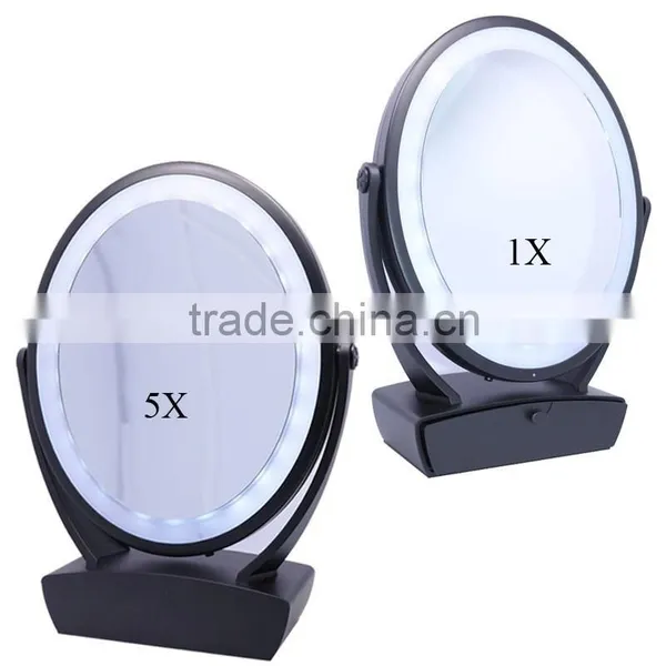 Double Side 5X Magnifying Desktop LED Lighted Makeup Vanity Mirror photo-4