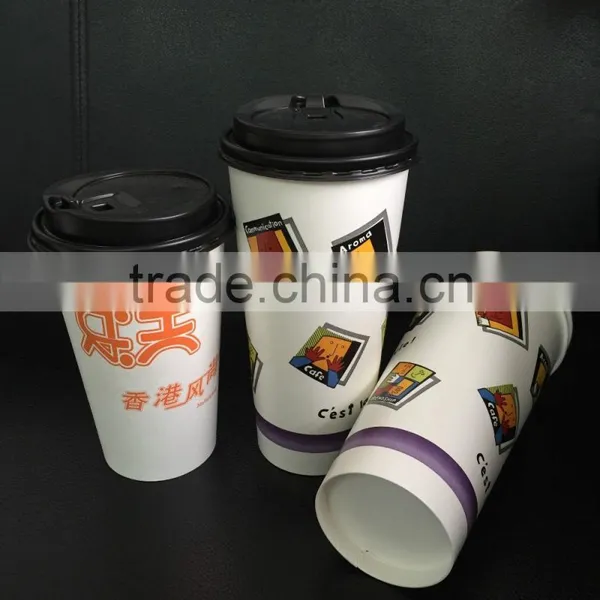 Disposable Oversize Single Wall Type Double PE Coated Paper Cups With Lids photo-4