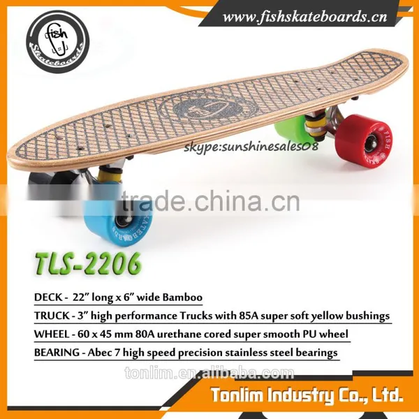 Wholesale Cruiser Bamboo Skateboard, Black Grip Tape Deck Blank Bamboo Skateboard Decks