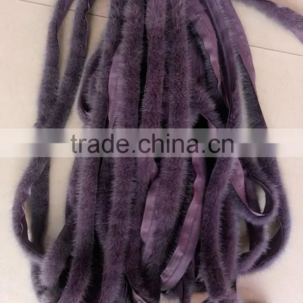 China Wholesale Dye Mink Fur Strip / Fur Collar / Real White Mink Fur Trimming photo-4