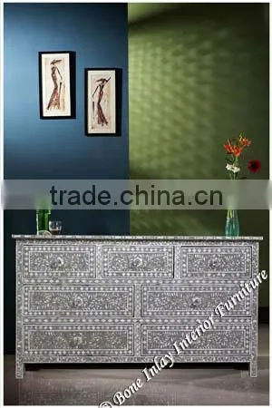 Mother of Pearl Inlay 7 Drawer Large Chest
