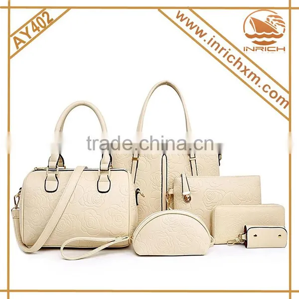 China Wholesale Handbags 2016 Woman Fashion 6 Pieces Leather Handbag Set photo-4