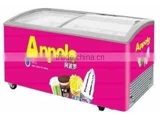 CE Approved Supermarket Curved Sliding Glass Door Display Freezer Ice Cream Freezer photo-3