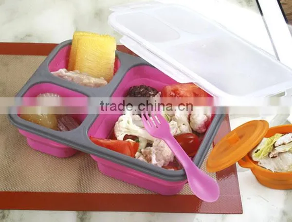 3 Compartments Microwave Bento Lunch Box Set For Kids Multifunctional Lunchbox photo-2