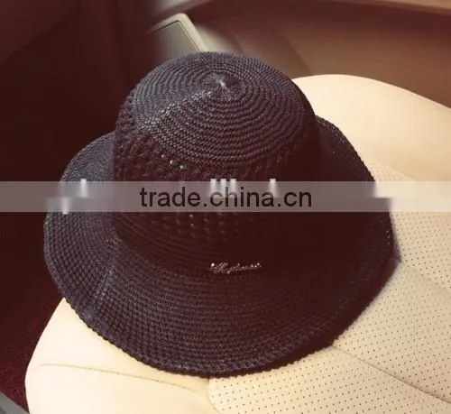 2016 Wholesale High Quality Knitted Sun Helmet Hollow Out Latest Design Ladies Summer Hat Fashion photo-3