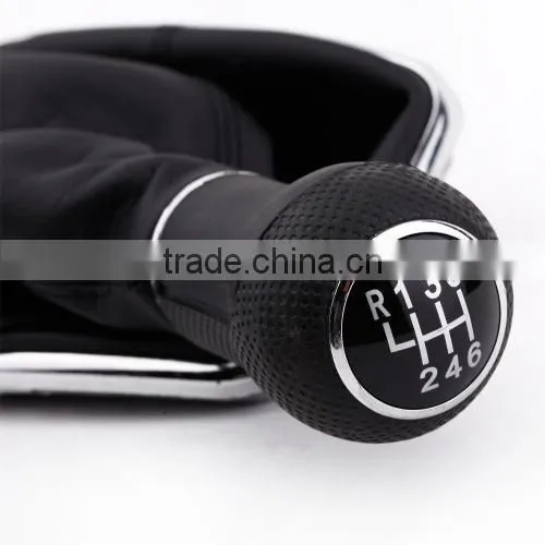 New 6 Speed Gear Shift Knob Gaitor Boot Black PU Leather photo-4