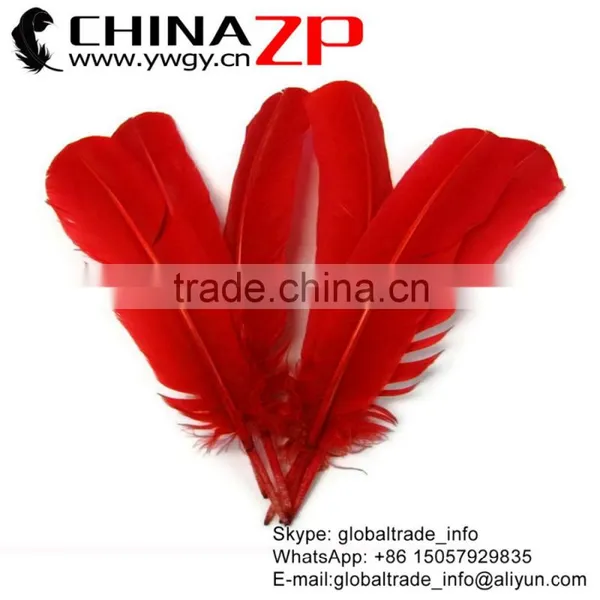 ZPDECOR Factory Exporting Beautiful Dyed Red Solid Color Turkey Feathers for Fashion Show
