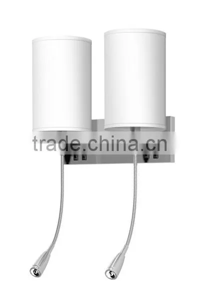 Best Price Brushed Nickel Power Outlet Hotel Wall Lamp Reading Lamp for USA Canada Mexico UL CUL ETL From Zhongshan Factory photo-2