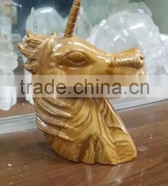 Wholesale Crystal Carvings Semi-Precious Stone Petrified Wood Unicorn photo-2