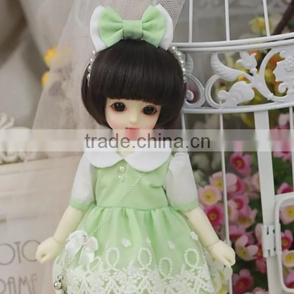 Synthetic Short Bob Hairstyle Black Doll Wig With Full Bangs photo-3