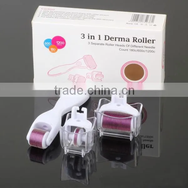 Wholesale 3 in 1 Dermaroller Microneedles With 3 Separate Roller Heads of Different Needle Count 180/600/1200pins DRS301 photo-6
