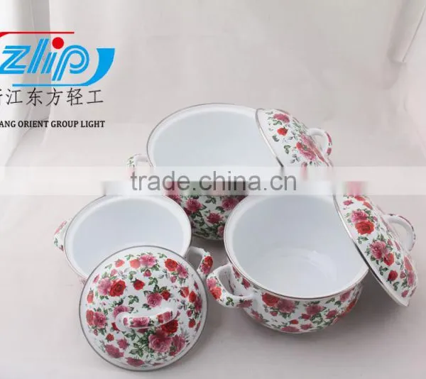 3 PCS ENAMEL CASSEROLE FULL OF FLOWER photo-5