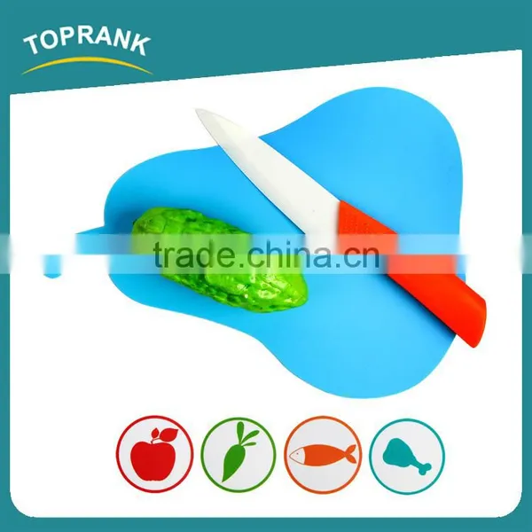 Toprank High Quality Pear Shaped Color Coded Chopping Board Flexible Plastic Cutting Mat Set Thin Vegetable Cutting Board photo-3