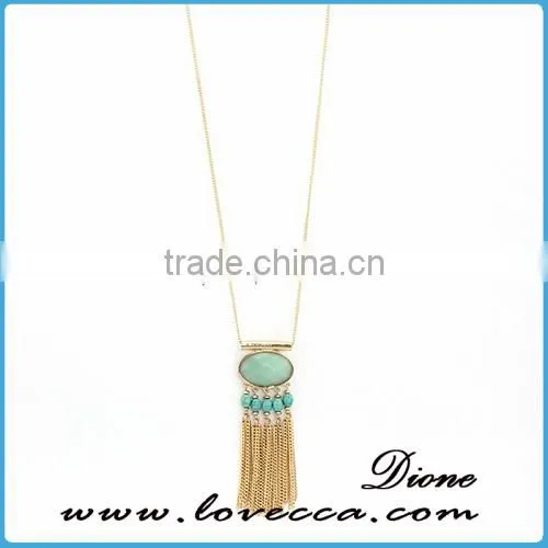Fashion Wholesale Handmade Gemstone Long Chain Tassel Charm Necklace photo-2