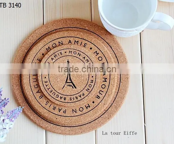 Japanese Paris Tower Cork Coaster Mat Pad Printing photo-2