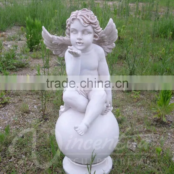 Garden Decoration Resin Crafts Life Size White Little Boy Angel Statue Hot Sale photo-3