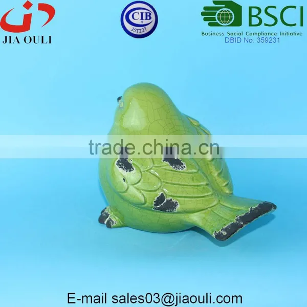 BSCI Audit Factory Easter Decoration Gift Craft Birds, Crakle Glazed Green Ceramic Bird photo-4