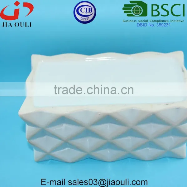 Glazed White and Wash Ceramic Rectangle Sucuulent Plant Pot/Cactus Flower Pot photo-6