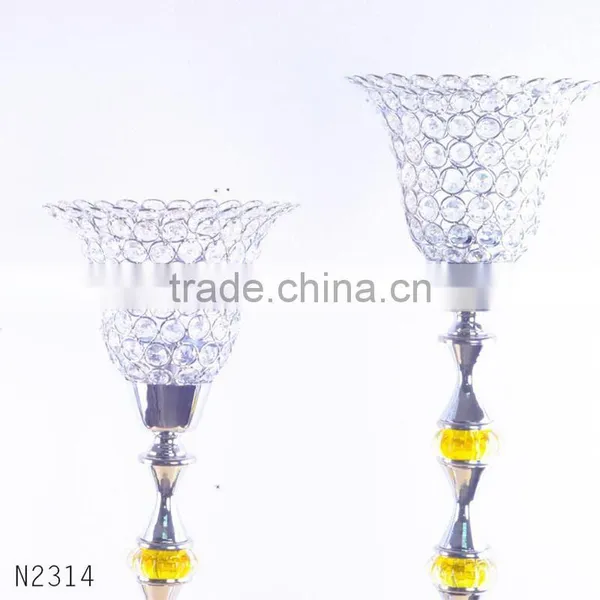 European Style Luury Electroplating Decoration Home Furnishing Iron Plated Crystal Glass Candle Holders for Home Decor photo-3