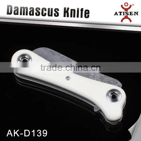 Damascus Folding Knife Antler Handle Knife for Outdoor Survival photo-2