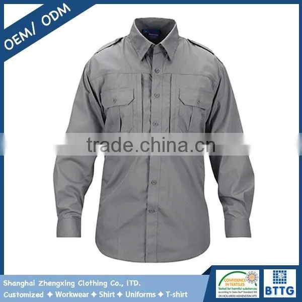 Breathable Ripstop Fabric Tactical Combat Shirt With Hidden Collar Stays