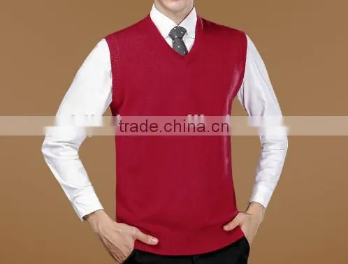 2016 New Autumn Winter Warm Cashmere Sweater Vest Men Classic Sleeveless Wool Solid Color Jersey Casual V-Neck Pullover photo-2
