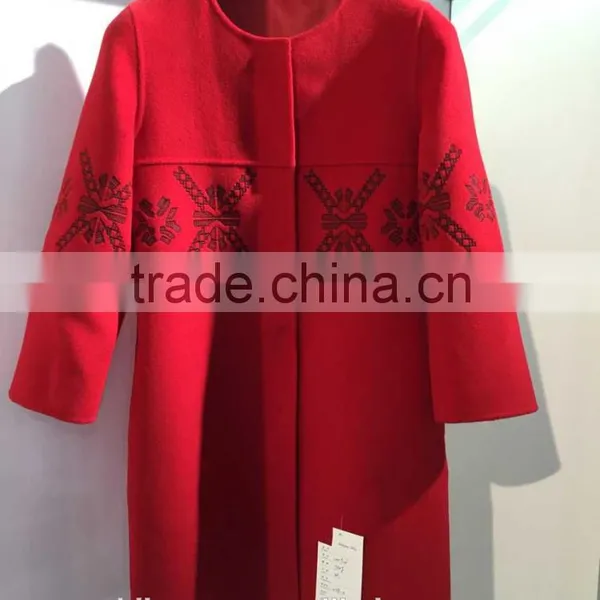 Ladies Handle Orange 100% Wool Coat for Sring and Fall photo-2