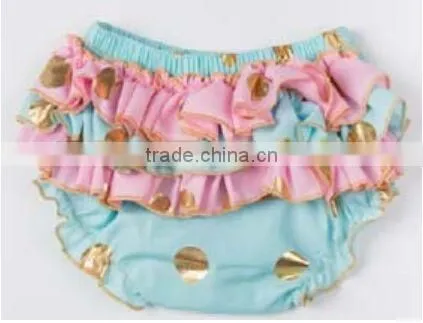 Chinese Product and Low Price Wholesale Gold Polka Dot Ruffle Baby Bloomer for 6months to 4years Baby Kids photo-6