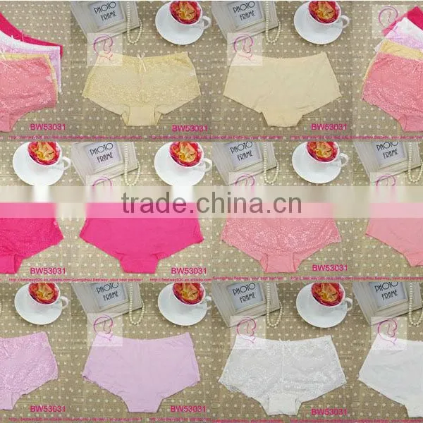 Sex Picture of Ladies Sexy Short Panties Front Transparent Floral Lace With Bow Back Bamboo Fabric