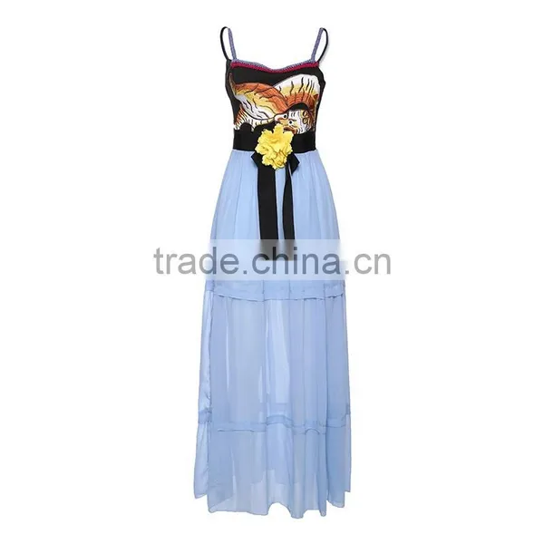 Maxnegio Spaghetti Strap With Tiger Print Beach Dress photo-5