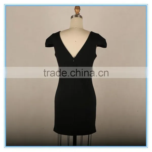 Elegant Ladies Bodycon Dress 2016 Open Back V Neck Midi Dress photo-3