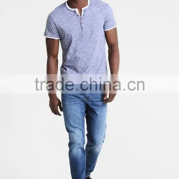 MGOO Top Selling Men's Half Sleeve T Shirt Button Down Plain Slim Fit T Shirt photo-4